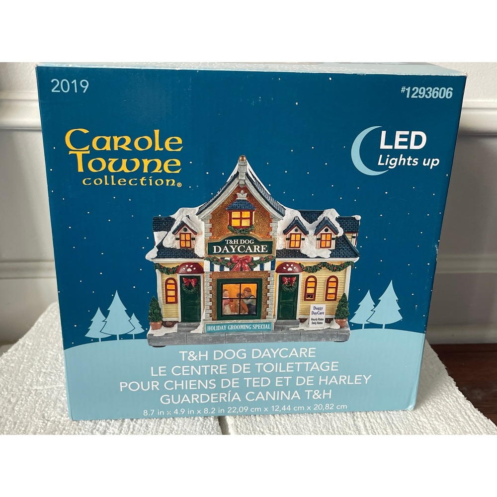 Carole Towne 2019 T&H Dog Daycare LED Lighted Christmas Village House 1293606